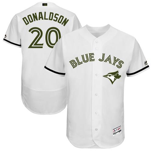 Blue Jays #20 Josh Donaldson White Flexbase Authentic Collection Memorial Day Stitched MLB Jersey